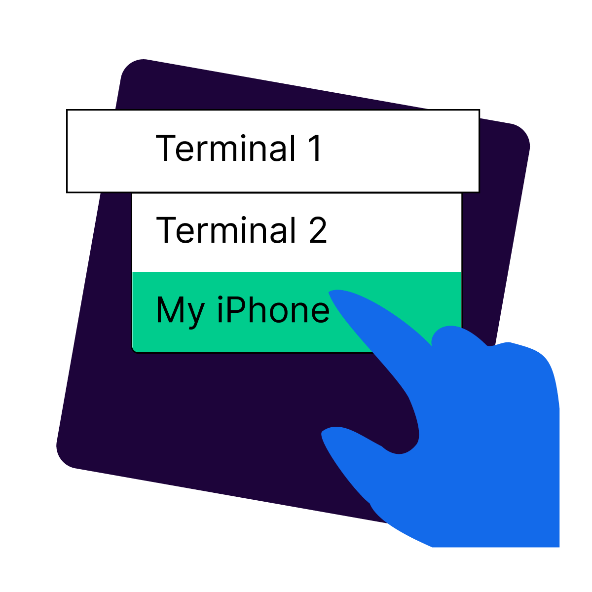 Graphic of Selection screen of terminals with My iPhone added to list